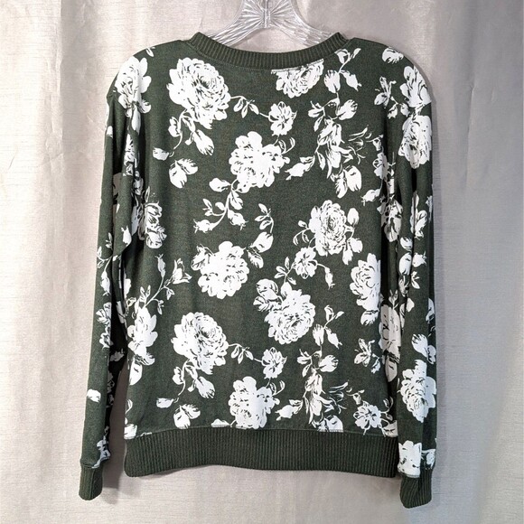 Honeydew Women’s Size SMALL Olive Green Floral Super Soft Lounge Top Comfy Boho - Picture 2 of 11